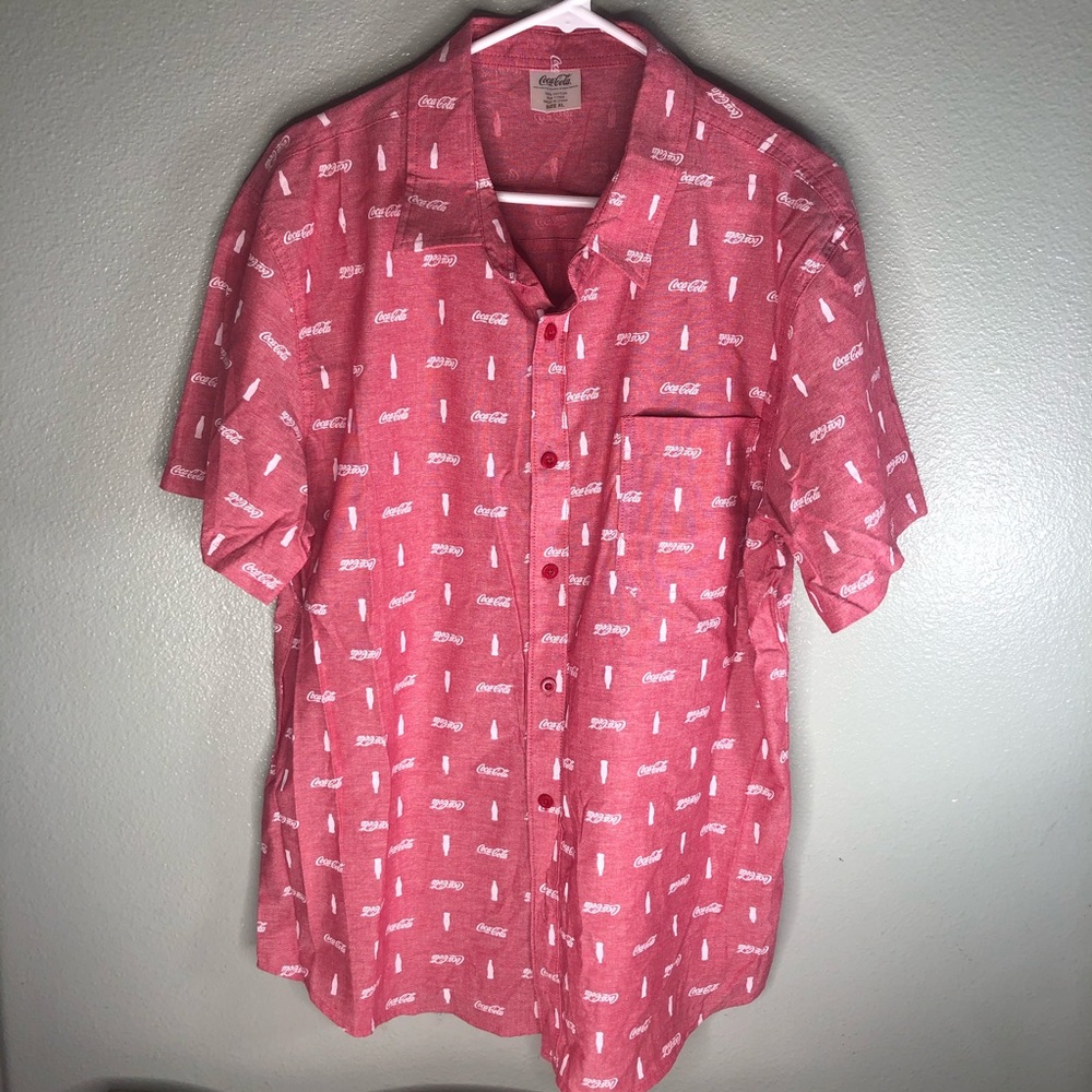 Coca Cola Red Button-Down Casual Shirt